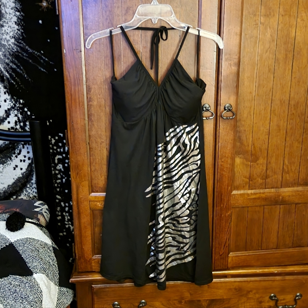 Women's Black Zebra Print Dress/Cover Up